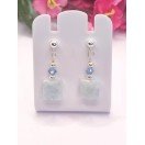 Pure Aquamarine Tiles & Swarovski Crystal French Post Style Earrings